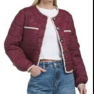 Joie reversible Burgundy/Navy lightly Quilted Puffer Jacket